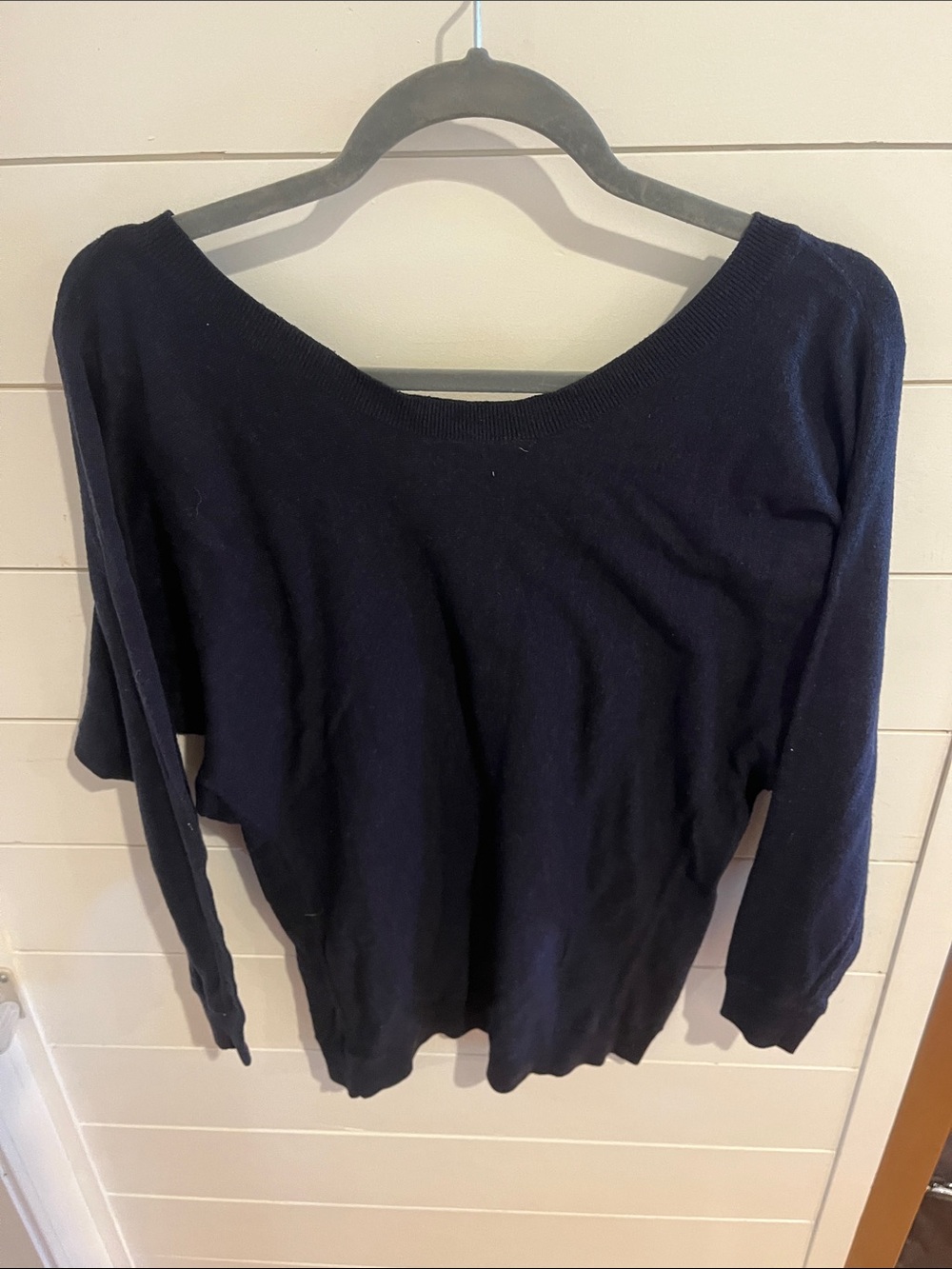 Vince Navy Wide Boatneck Lightweight Pullover sweater XS